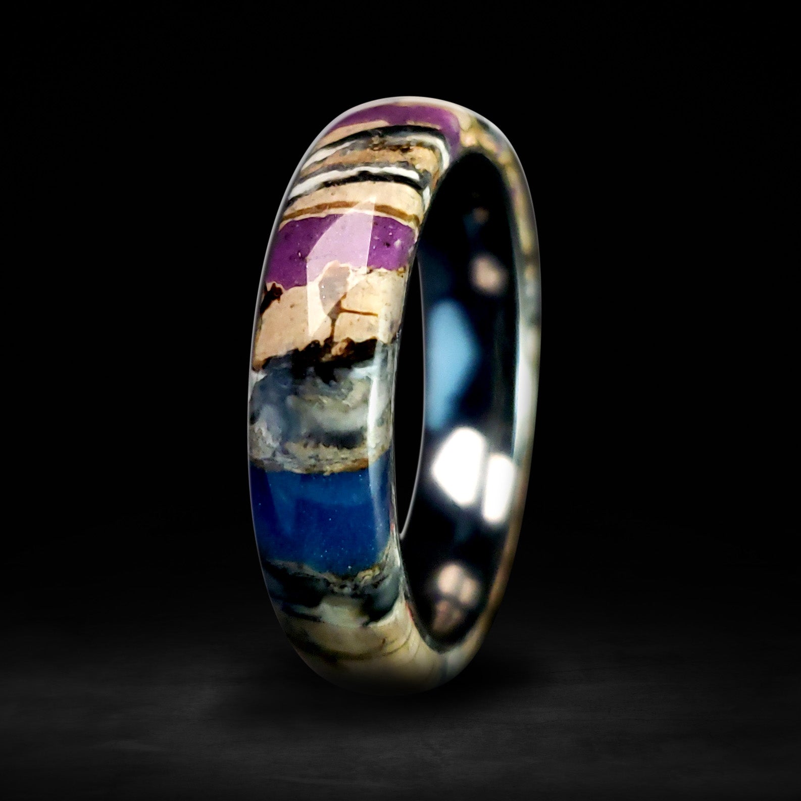 Solid Mammoth Tooth 6mm Purple Glow Ring