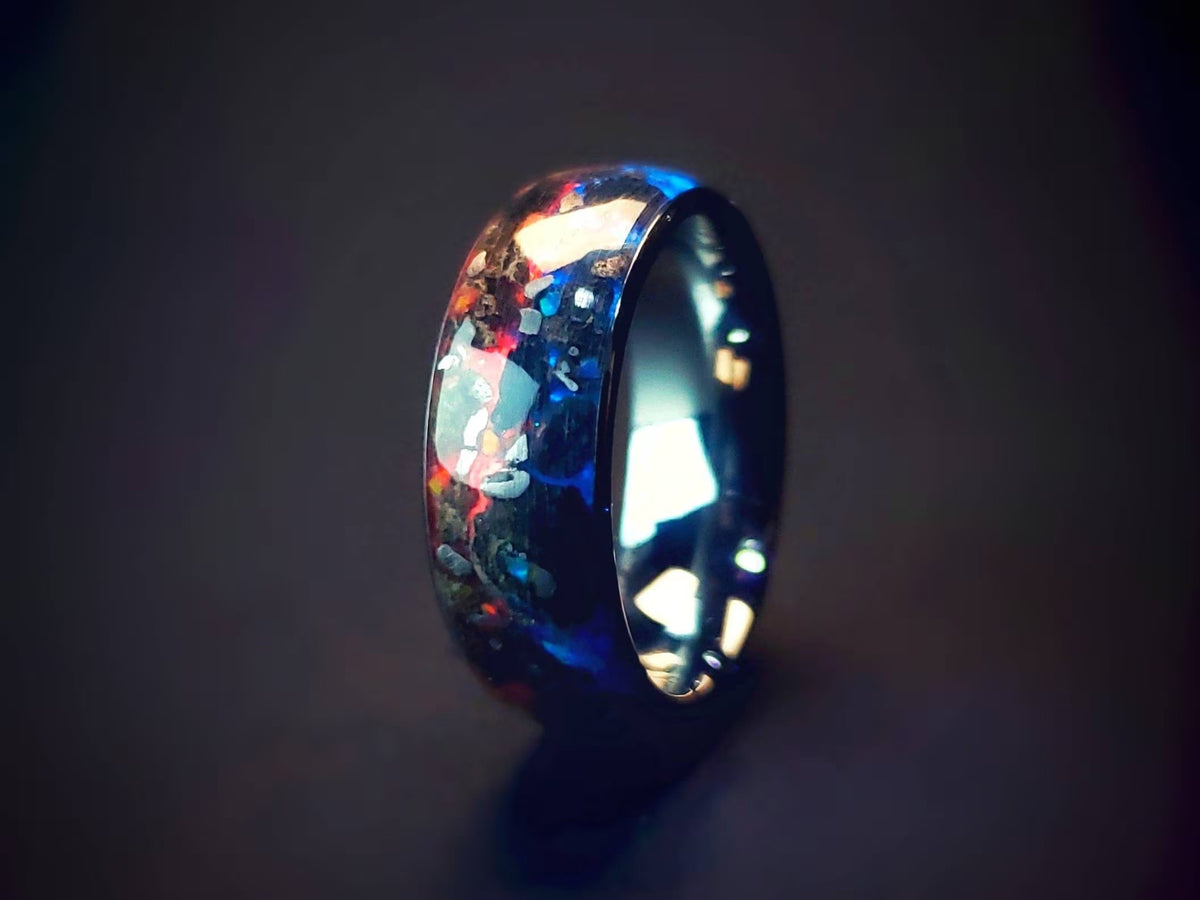 APEX: Authentic T-Rex, Megalodon, Meteorite & Opal Ring - Celestial Rex