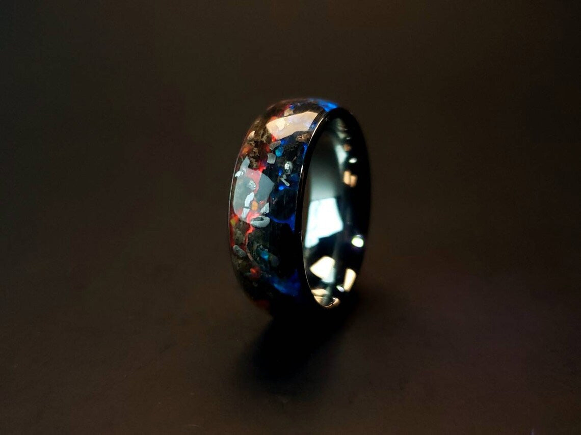 APEX: Authentic T-Rex, Megalodon, Meteorite & Opal Ring - Celestial Rex