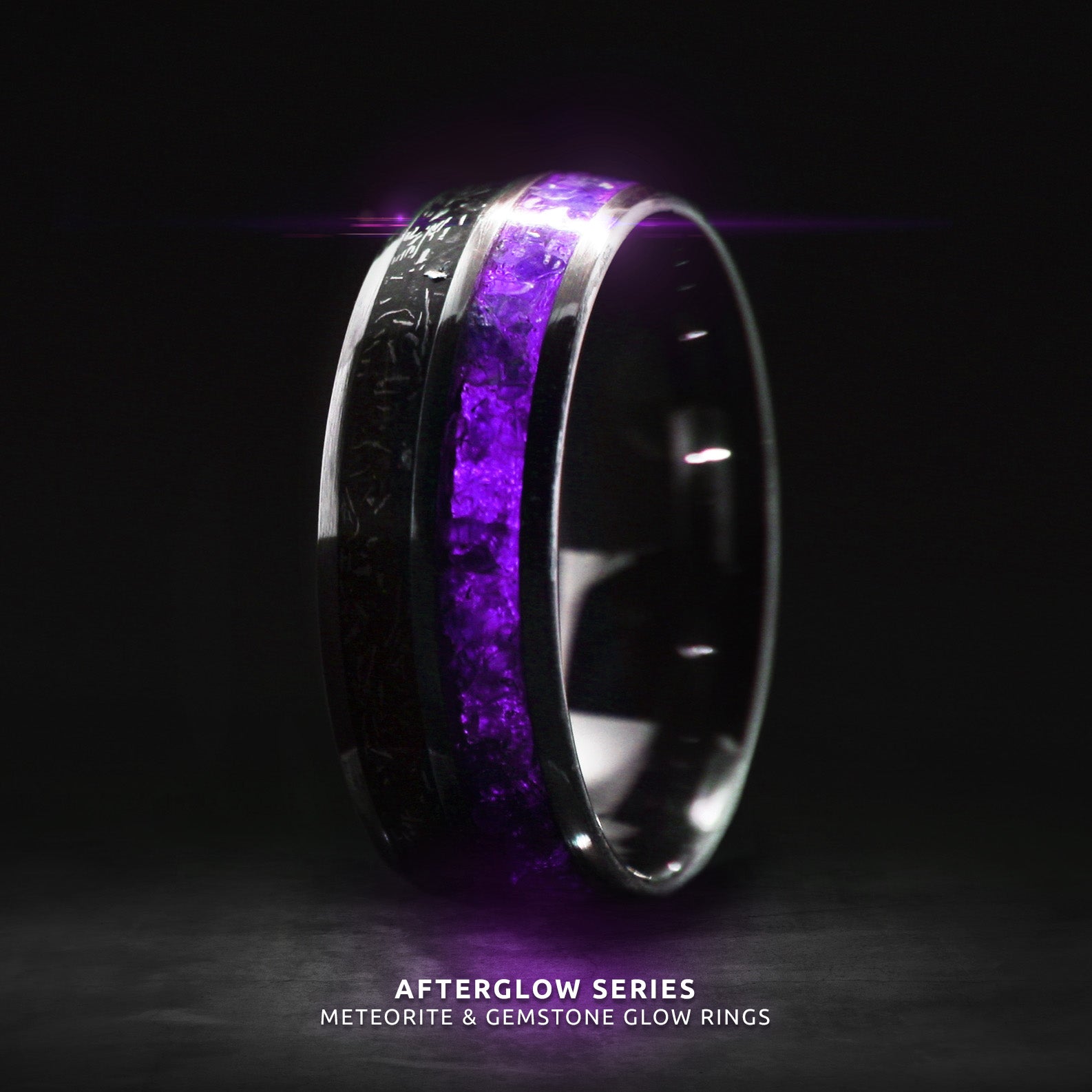 【BLACKPURPLE】HEAVY CRYSTALDE RING Black Dragon Purple Carbon Fiber Tungsten Ring for Men