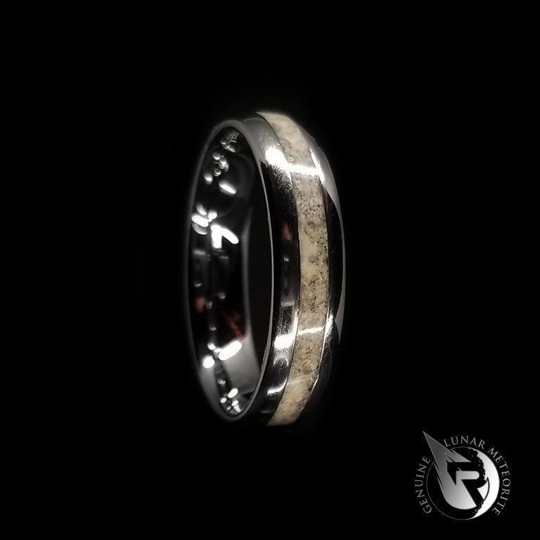 White & Red Mammoth Fossil Glow Wedding Bands