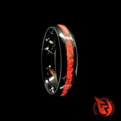 Red Mammoth Fossil Glow Wedding Bands