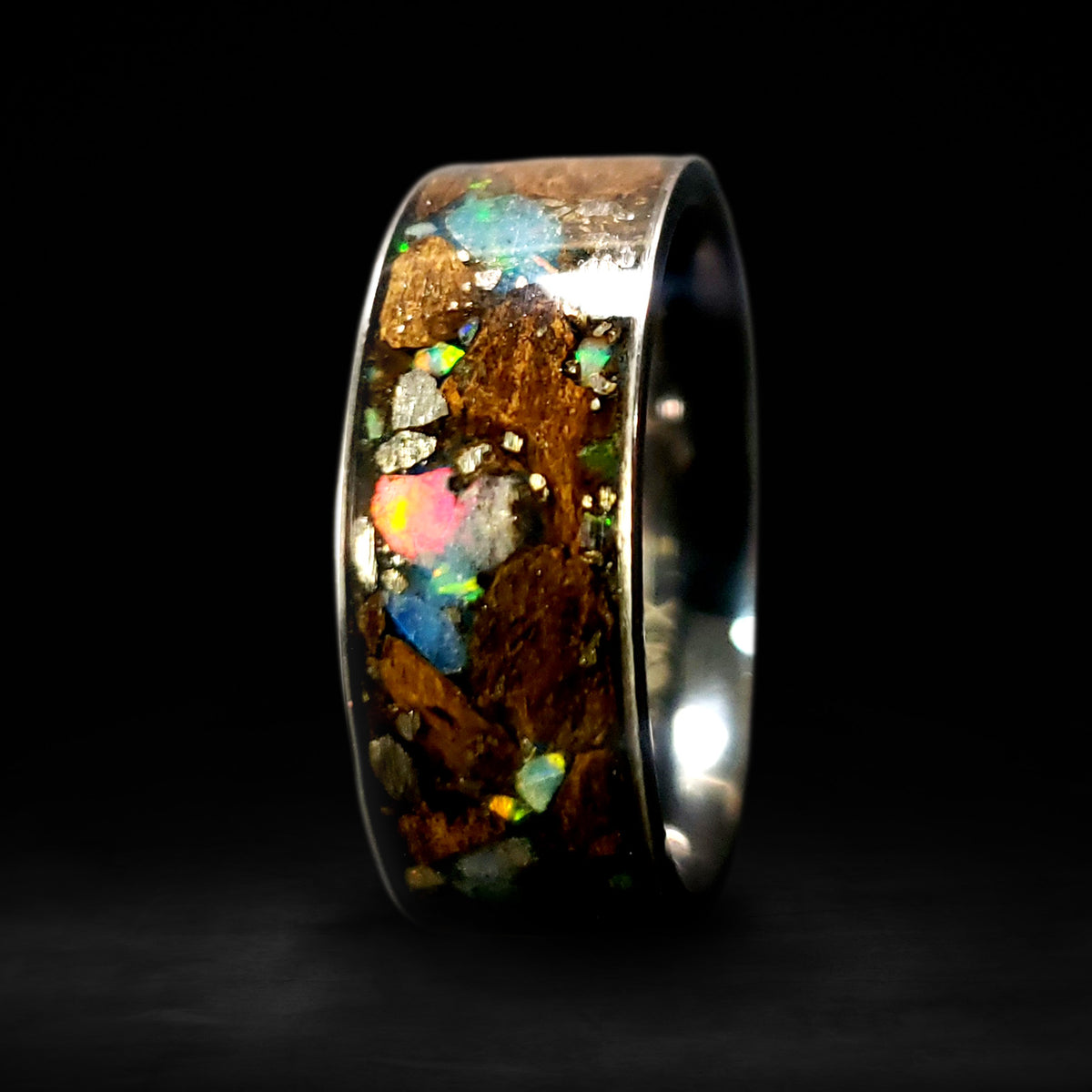 Opal Rex® - Flat T-Rex Fossil, Meteorite, Opal - Celestial Rex