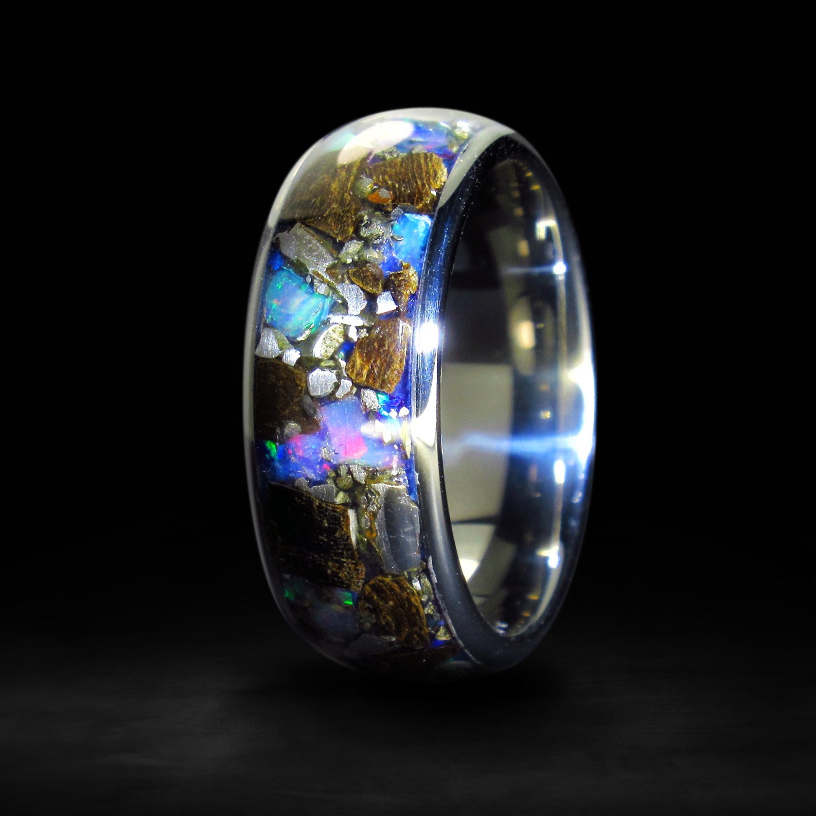 Opal Rex® - Domed T-Rex Fossil, Meteorite, & Opal