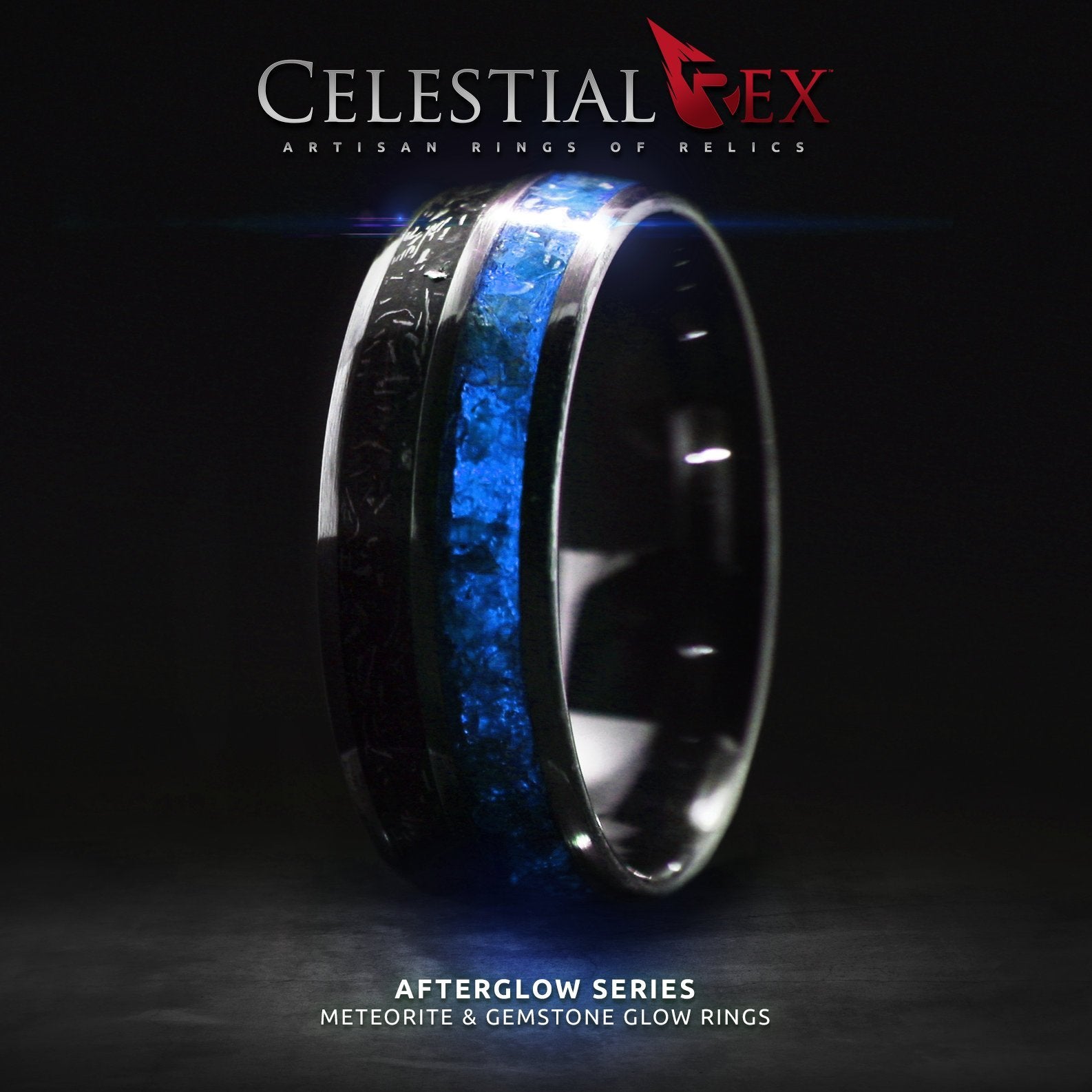afterglow series campo del cielo meteorite blue glow ring celestial