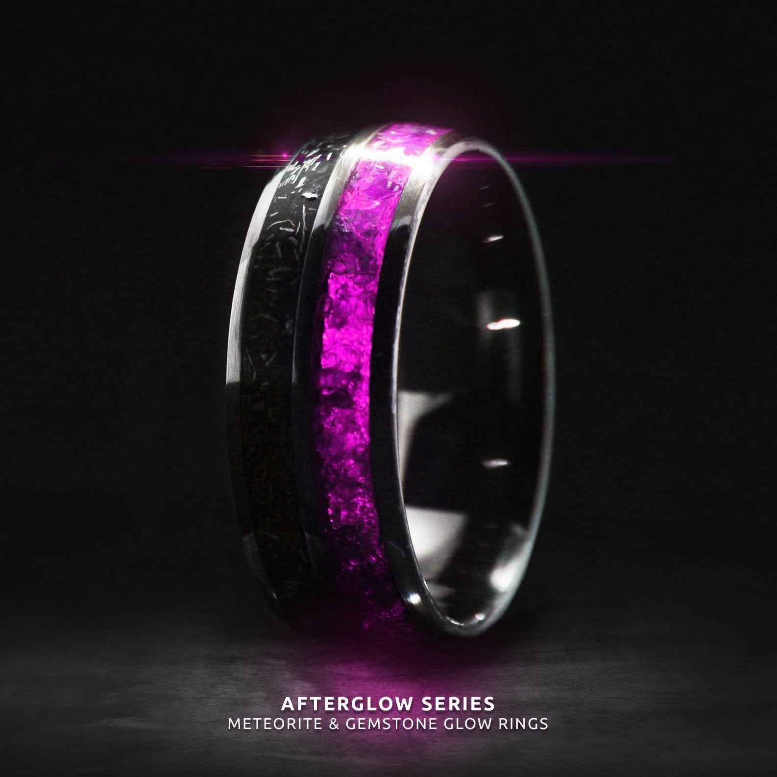 afterglow series campo del cielo meteorite pink glow ring celestial