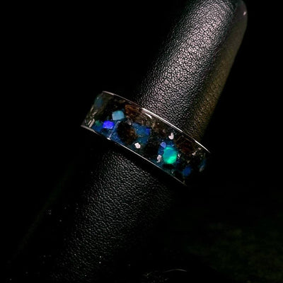 Flat Tungsten Ring with Genuine Australian Opal | Decazi
